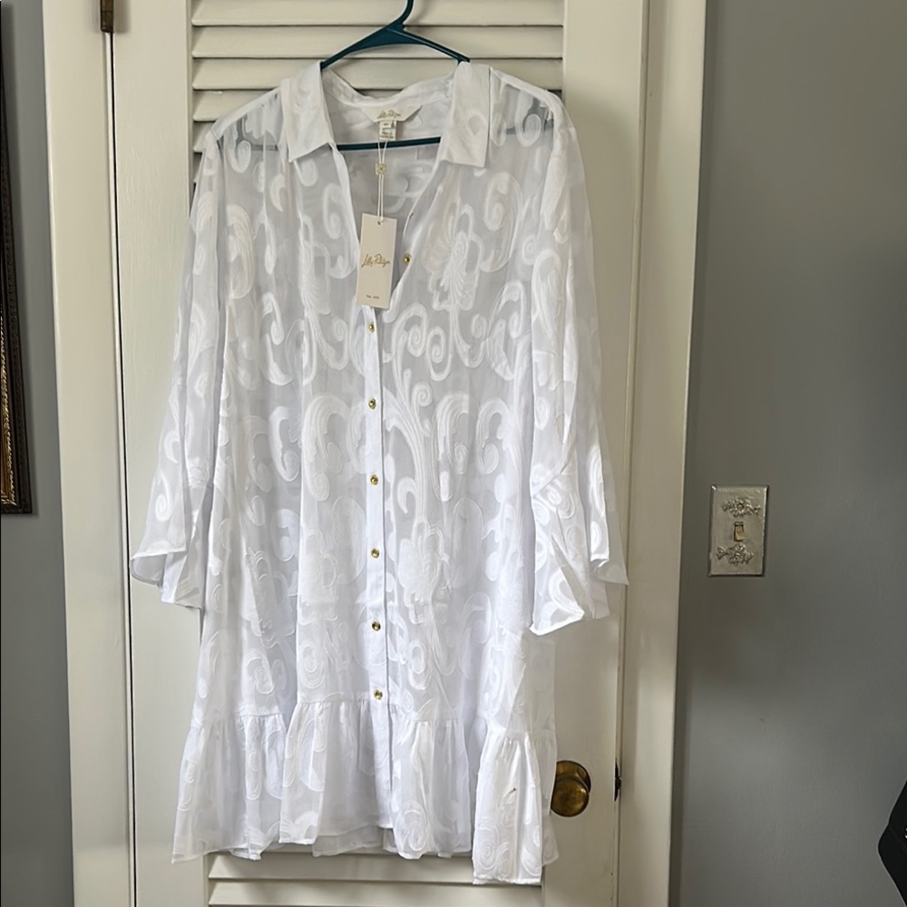 Lily Pulitzer White Sheer Button-Up Coverup